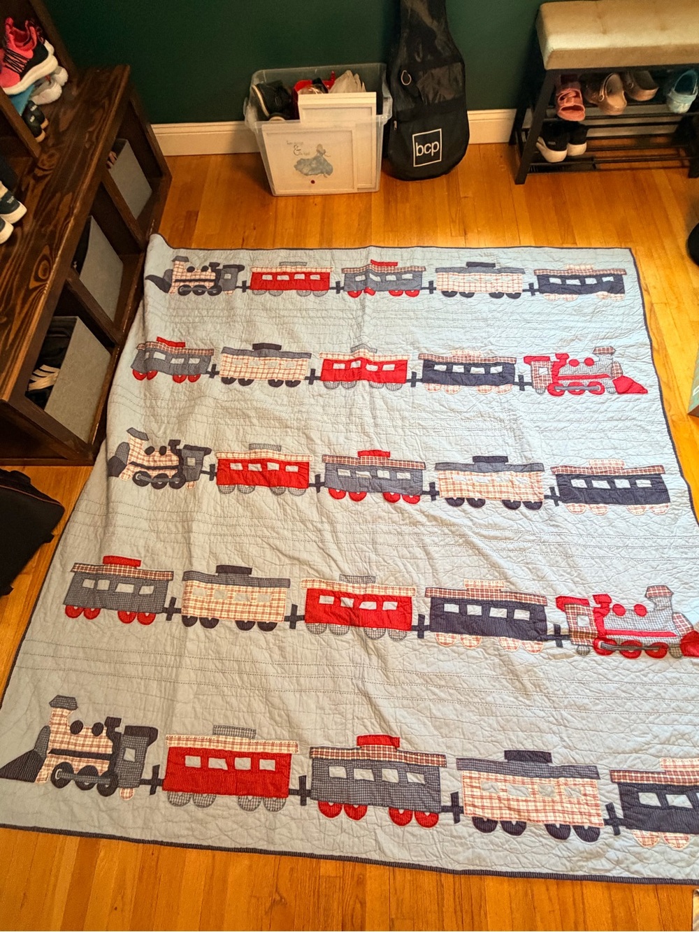 Pottery Barn Kids Ryder Train Full/Queen Quilt + 2 Shams – Discontinued PBK